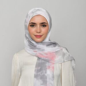 Tie-Dye Chiffon White Hijab
