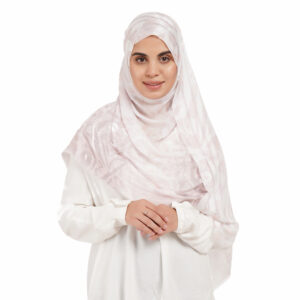 Soft Blush Arabic Letters Pattern Silky Stripe Scarf– Rose White