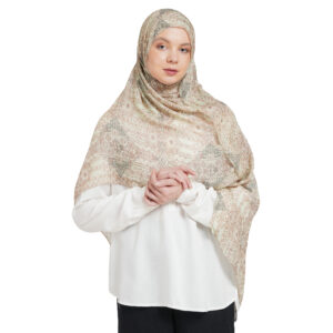 Soft Pastel Heritage Print Silky Modal Scarf– Beige Sage